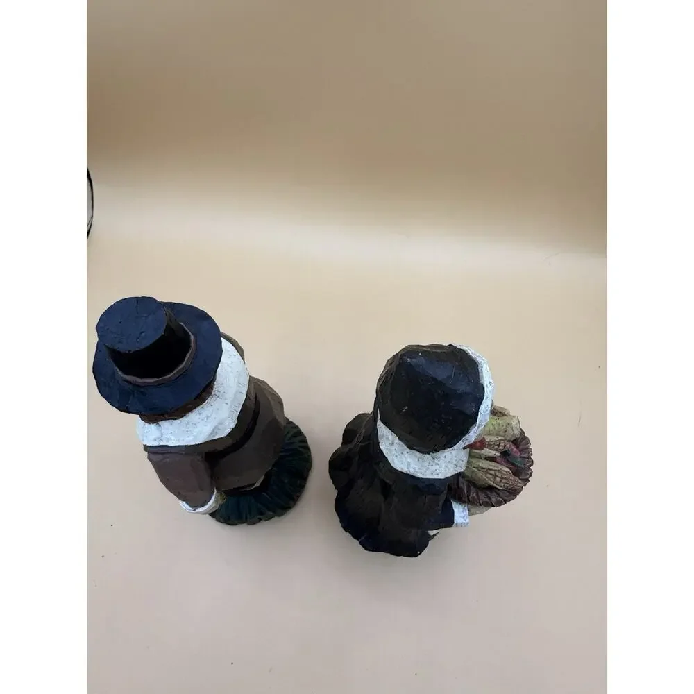 Vintage Pilgrim Puritan Thanksgiving Figurines Set 8” Resin Harvest Decor